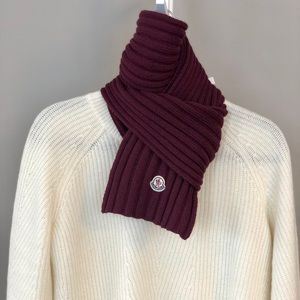 Moncler Burgundy Virgin Wool Scarf